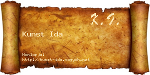Kunst Ida névjegykártya